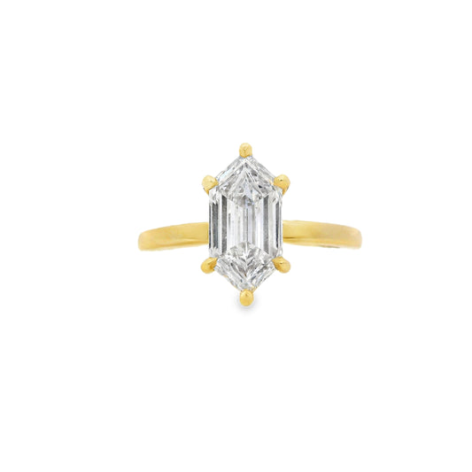 2.01ct Hexagonal Cut Lab Grown Natalia Design Yellow Gold