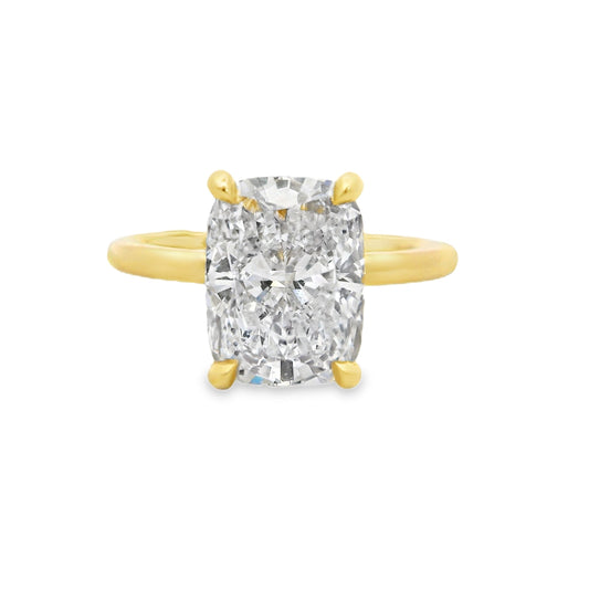 5.01ct Cushion Cut Lab Grown Bella Design Yellow Gold