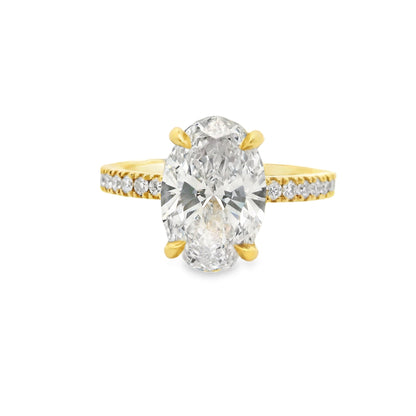 2.59ct Oval Cut Lab Grown Bassano Design Yellow Gold