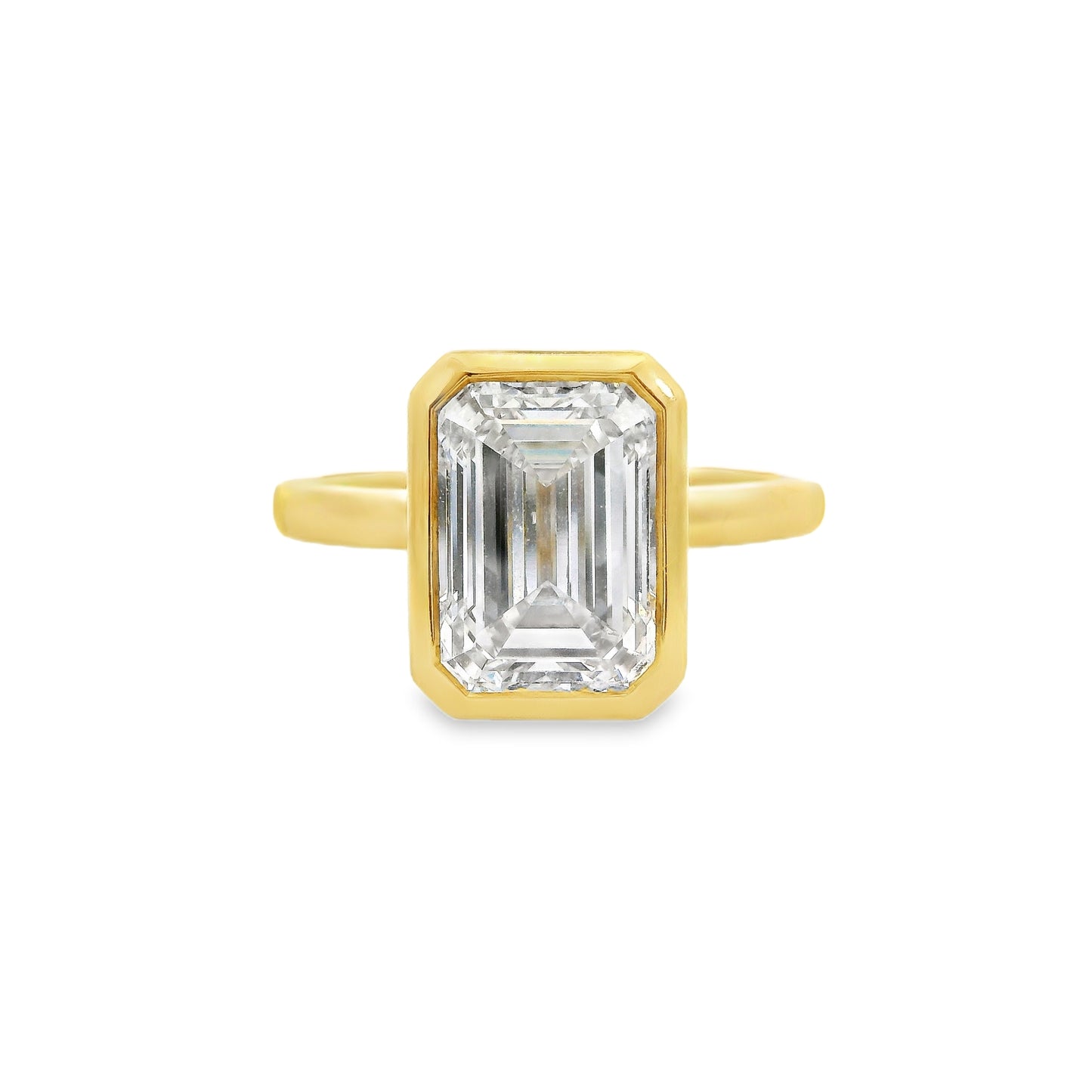 3.09ct Emerald Cut Lab Grown ESTELLE Design Yellow Gold