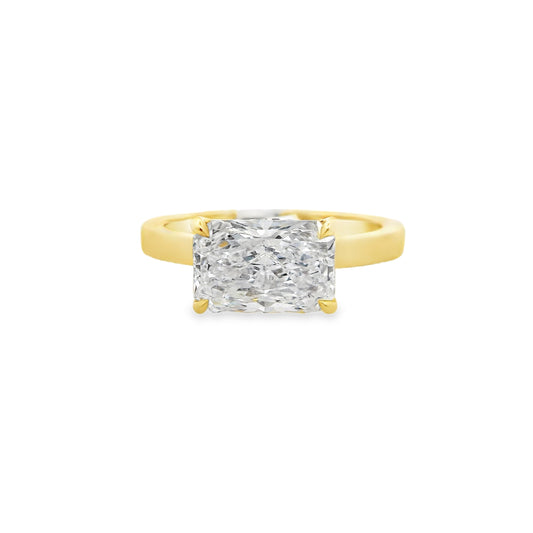 2.03ct Radiant Cut Lab Grown Audrey East - West Design Yellow Gold