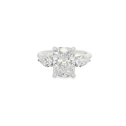 2.59ct Cushion Cut Lab Grown Custom Rosetta Design Platinum