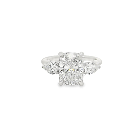 2.59ct Cushion Cut Lab Grown Custom Rosetta Design Platinum