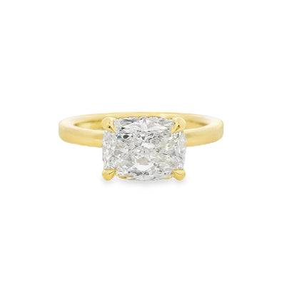 2.58ct Elongated Cushion Cut Lab Grown East West Audrey Design Yellow Gold