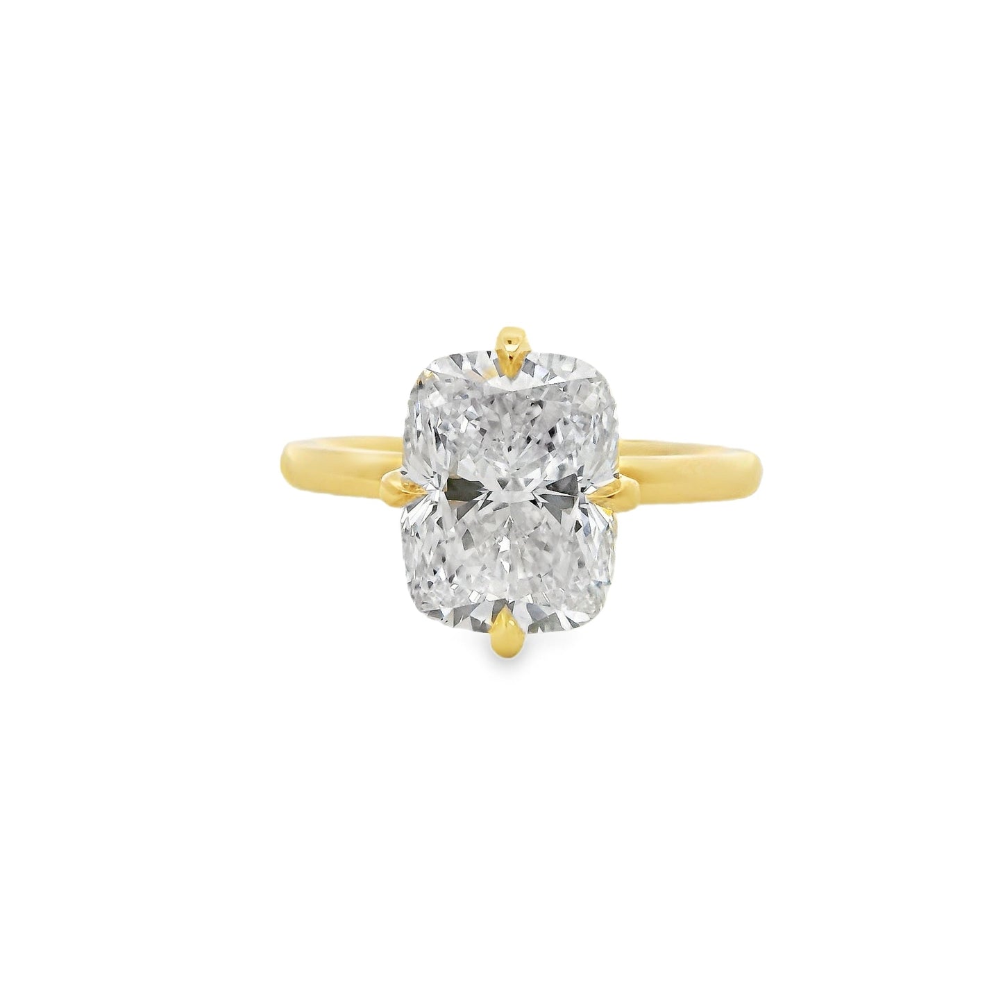 3.09ct Elongated Cushion Cut Lab Grown Compass Design Yellow Gold