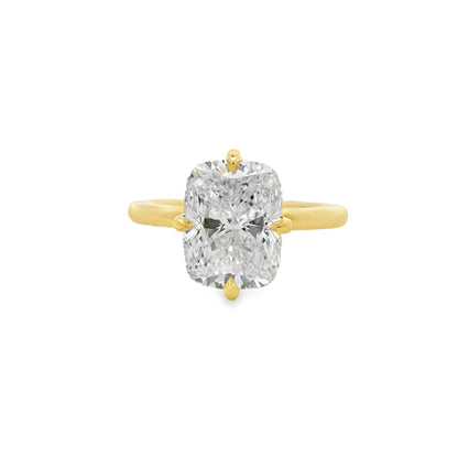 3.09ct Elongated Cushion Cut Lab Grown Compass Design Yellow Gold