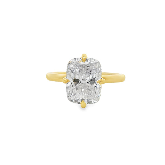 3.09ct Elongated Cushion Cut Lab Grown Compass Design Yellow Gold