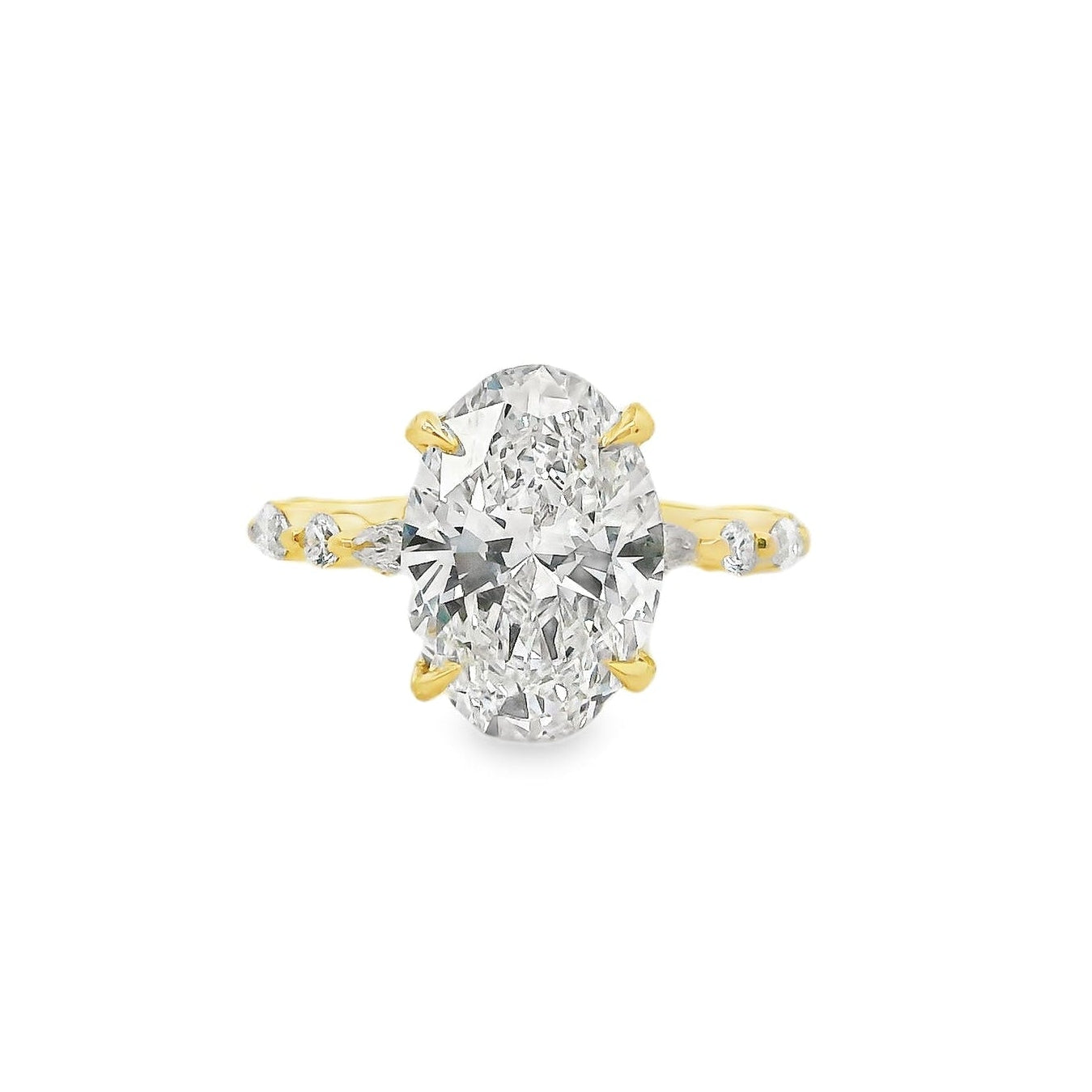 3.59ct Oval Cut Lab Grown Ivy Design Yellow Gold