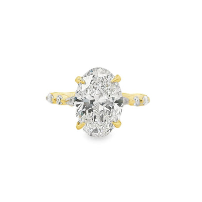 3.59ct Oval Cut Lab Grown Ivy Design Yellow Gold
