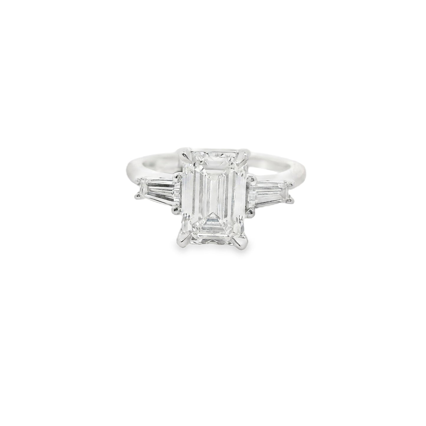 2.54ct Emerald Cut Lab Grown Rosetta Design Platinum