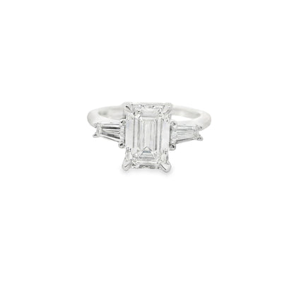 2.54ct Emerald Cut Lab Grown Rosetta Design Platinum