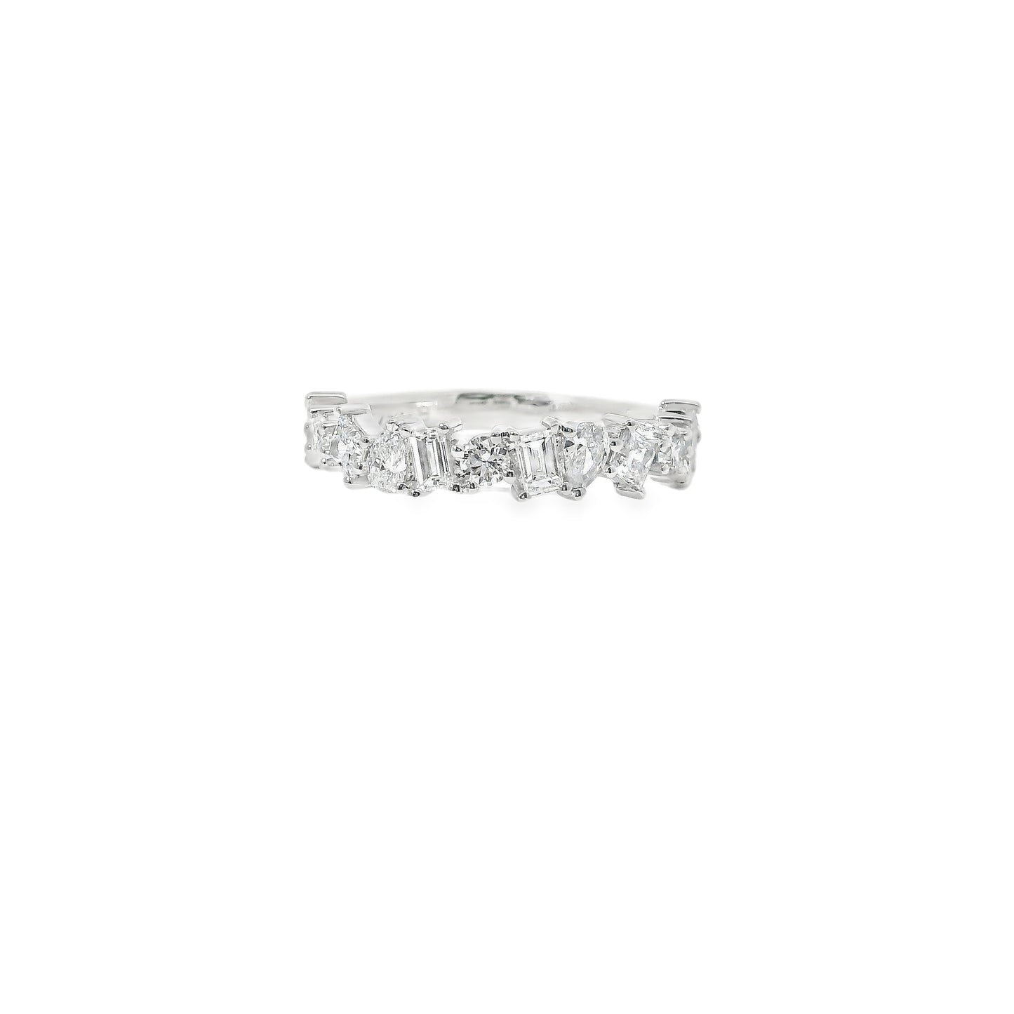 18ct White Gold Puzzle Design Lab Grown Diamond Wedding Band