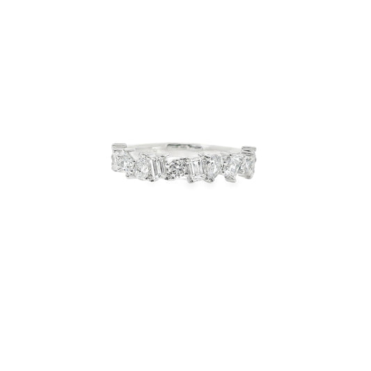 18ct White Gold Puzzle Design Lab Grown Diamond Wedding Band