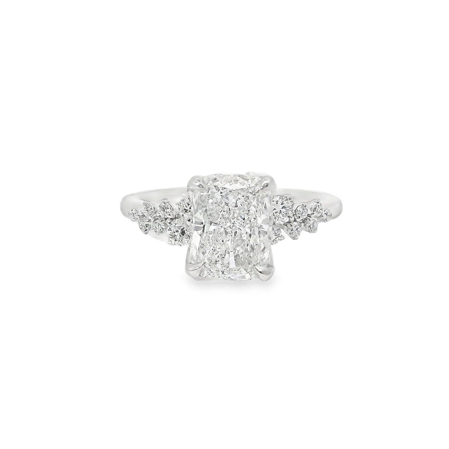 2.02ct Cushion Cut Lab Grown Custom Cluster Design Platinum