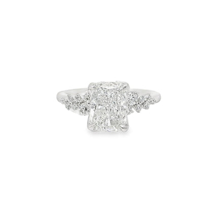 2.02ct Cushion Cut Lab Grown Custom Cluster Design Platinum