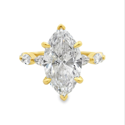 3.00ct Marquise Cut Lab Grown Electra Design Yellow Gold