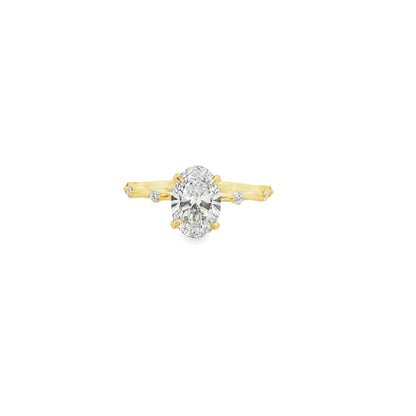 1.50ct Oval Cut Lab Grown Spaced Out Band Design Yellow Gold