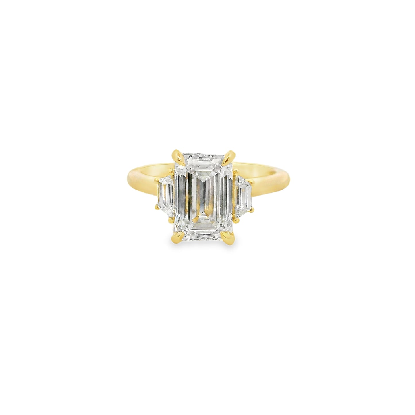 2.50ct Emerald Cut Lab Grown Rosetta Design Yellow Gold