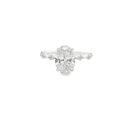 2.02ct Oval Cut Lab Grown Spaced Out Band Design Platinum