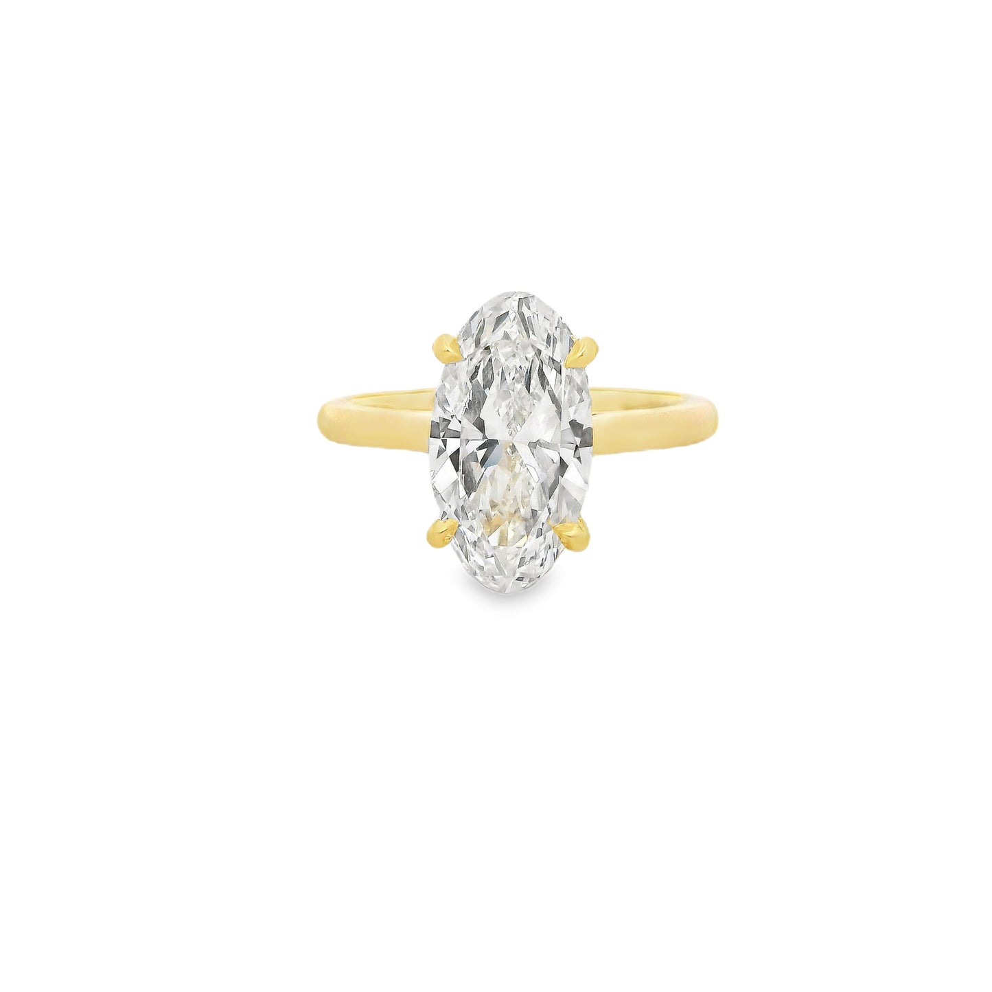 3.02ct Moval Cut Lab Grown Bella Design Yellow Gold