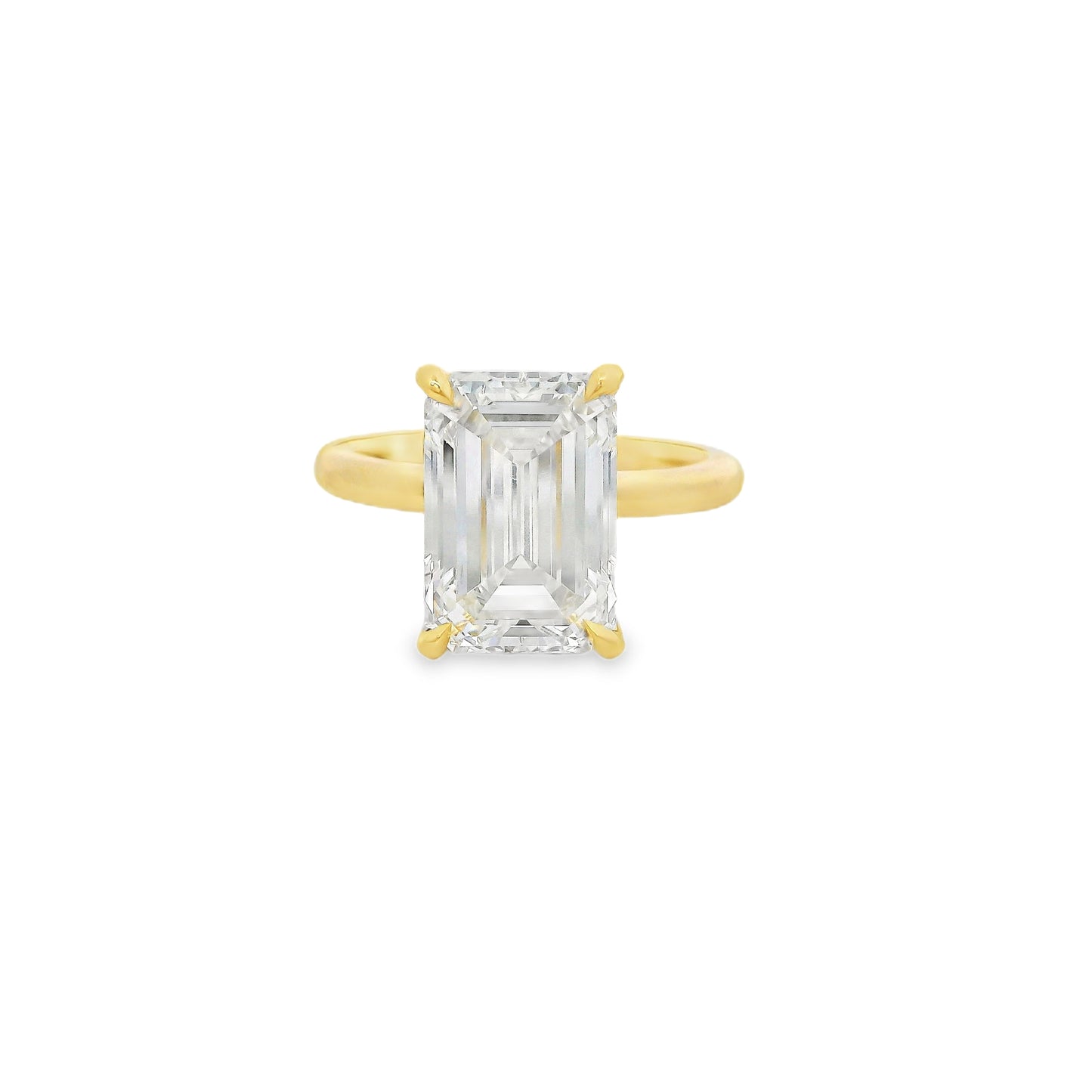 5.05ct Emerald Cut Lab Grown Audrey Design Yellow Gold
