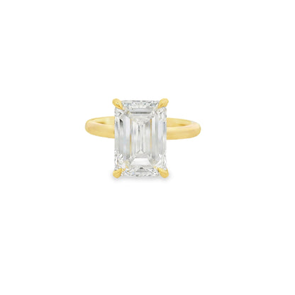 5.05ct Emerald Cut Lab Grown Audrey Design Yellow Gold