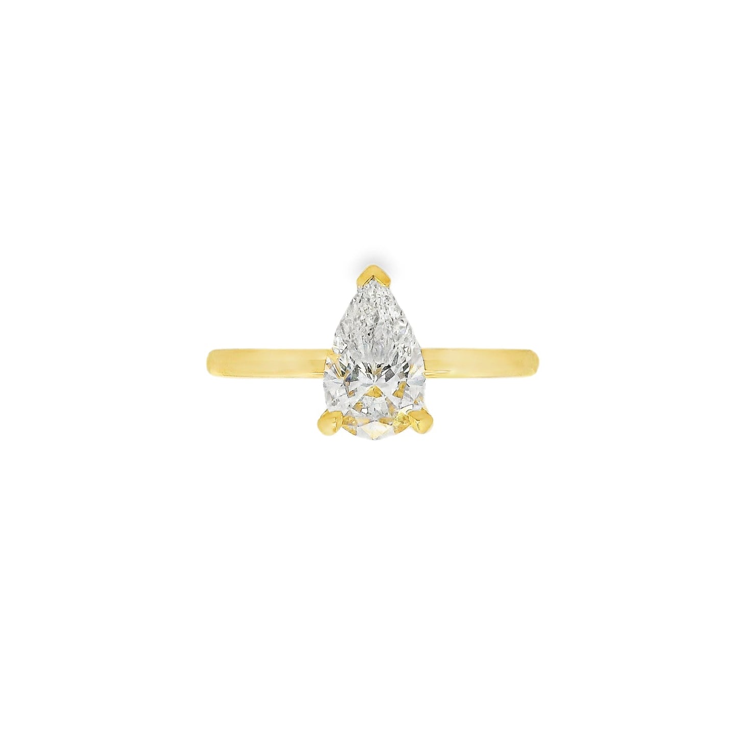 1.01ct Pear Cut Lab Grown Audrey Design Yellow Gold