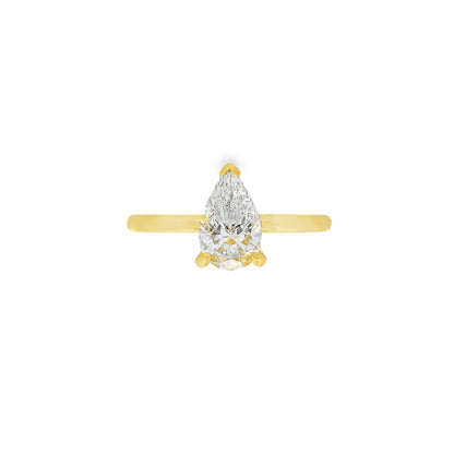 1.01ct Pear Cut Lab Grown Audrey Design Yellow Gold