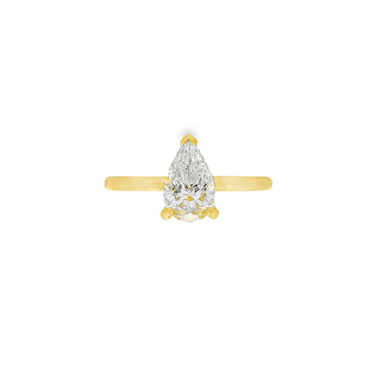 1.01ct Pear Cut Lab Grown Audrey Design Yellow Gold
