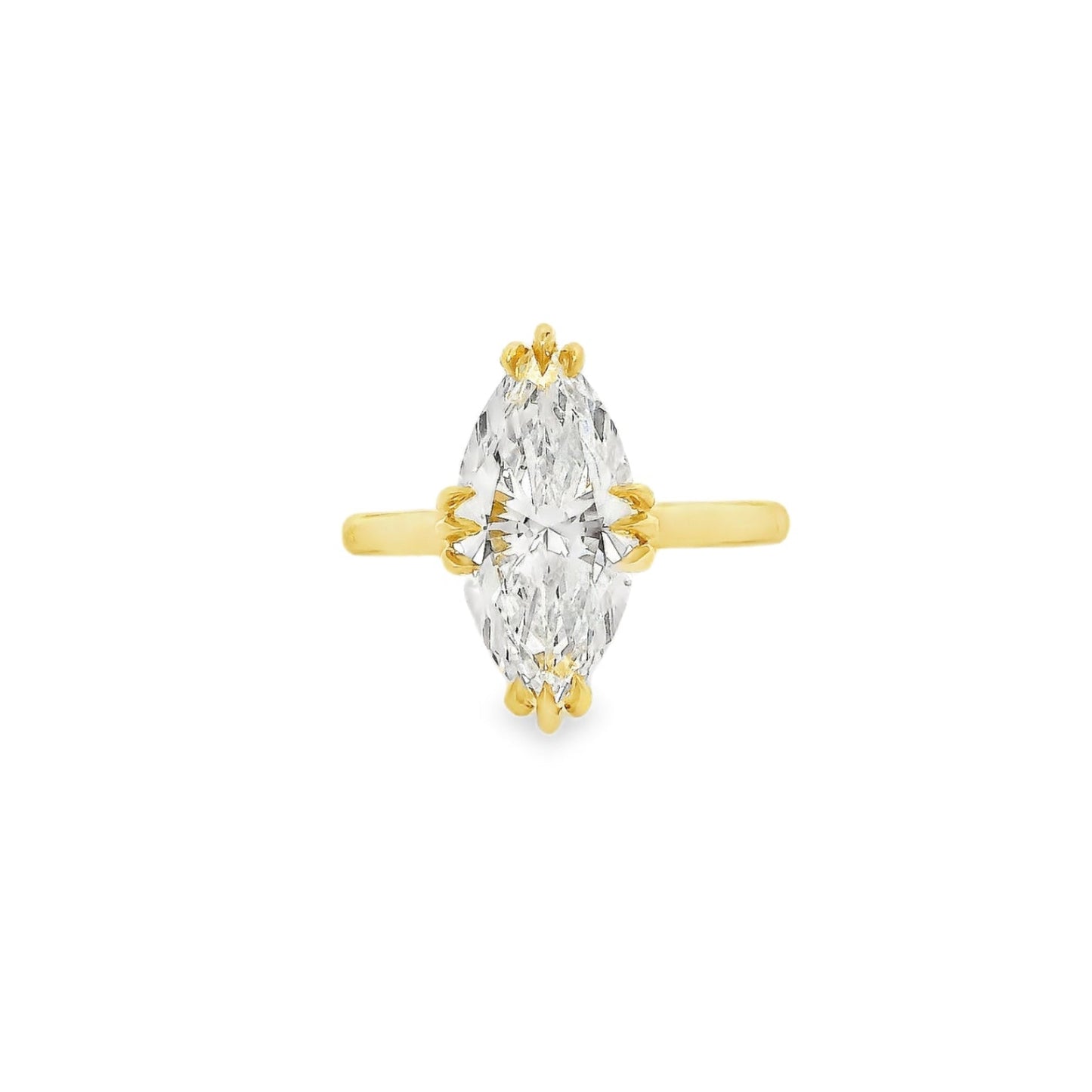 3.01 Marquise Cut Lab Grown Custom Henri Design Yellow Gold