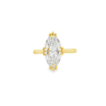 3.01 Marquise Cut Lab Grown Custom Henri Design Yellow Gold