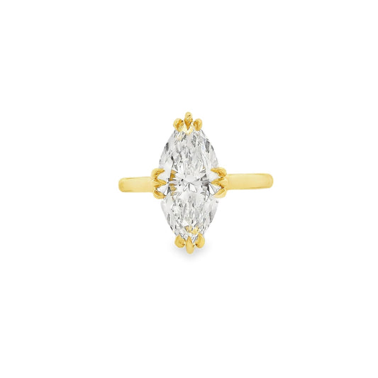 3.01 Marquise Cut Lab Grown Custom Henri Design Yellow Gold