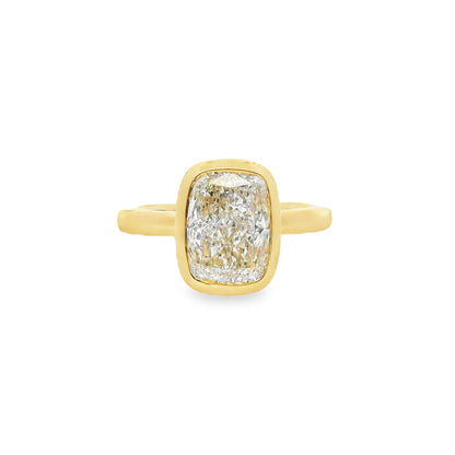 3.07ct Cushion Cut Lab Grown Estelle Design Yellow Gold
