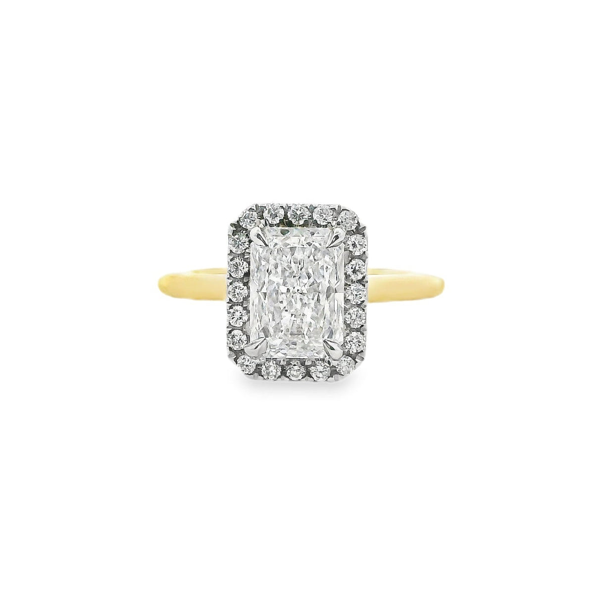 1.57ct Radiant Cut Lab Grown Valerie Design 18ct Yellow Gold