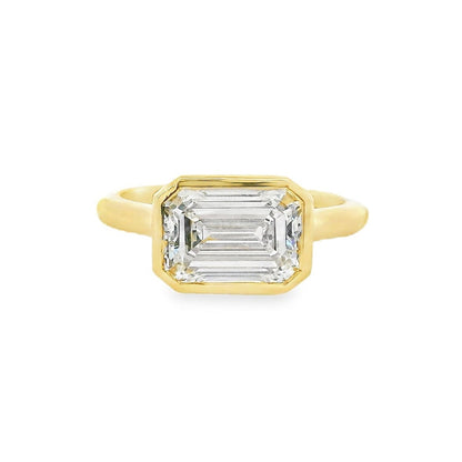 2.51ct Emerald Cut Lab Grown Zaria Design Yellow Gold