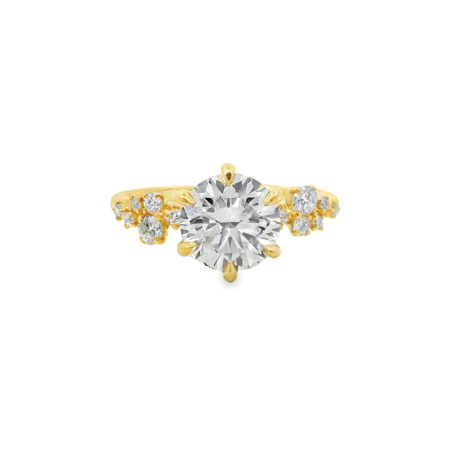 1.61ct Round Cut Lab Grown Custom Cluster Design Yellow Gold
