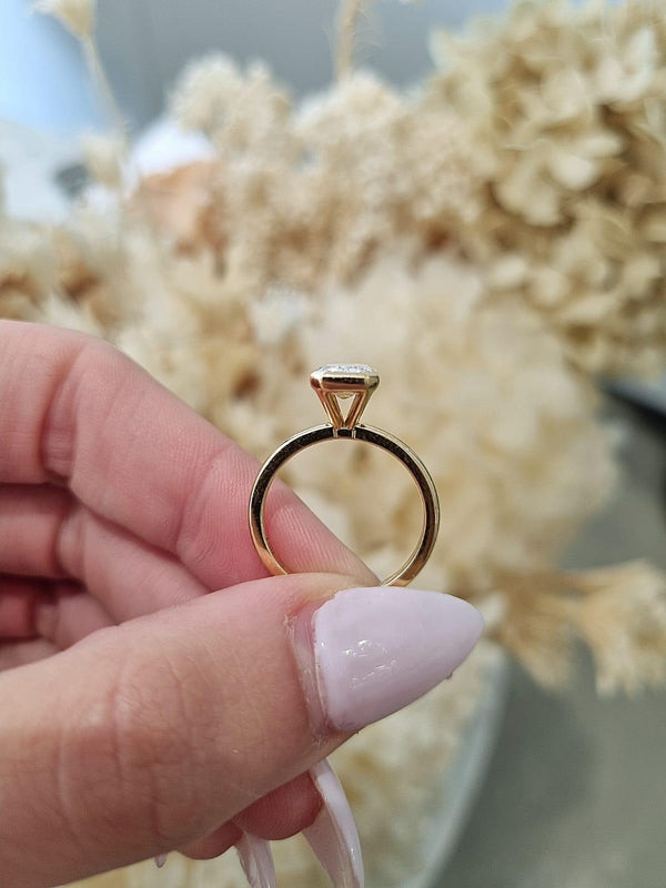 1.57ct Emerald Cut Lab Grown Bezel Design Yellow Gold - Michael Arthur Diamonds