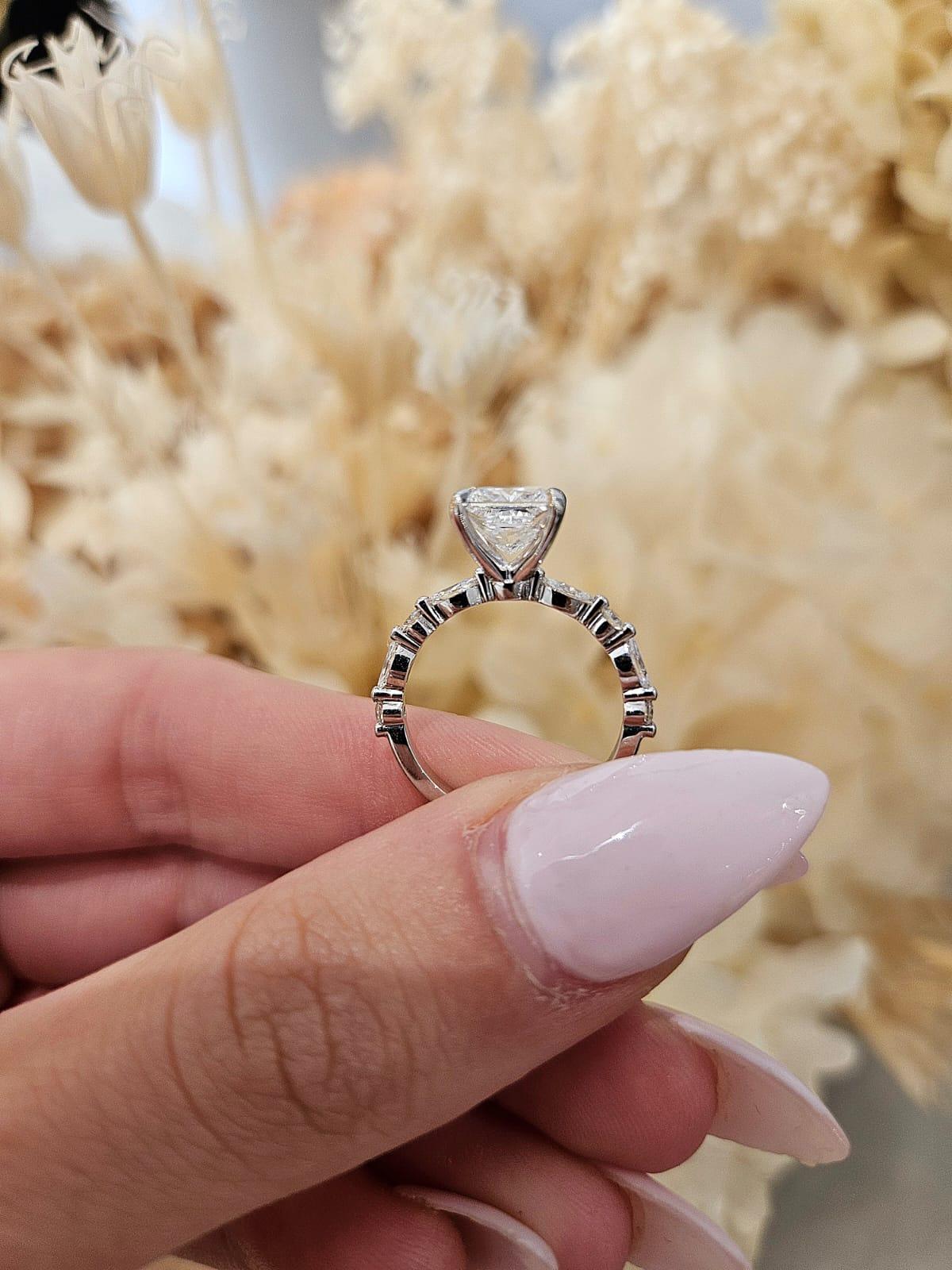 2.05ct Princess cut Lab Grown Ivy Design White Gold - Michael Arthur Diamonds