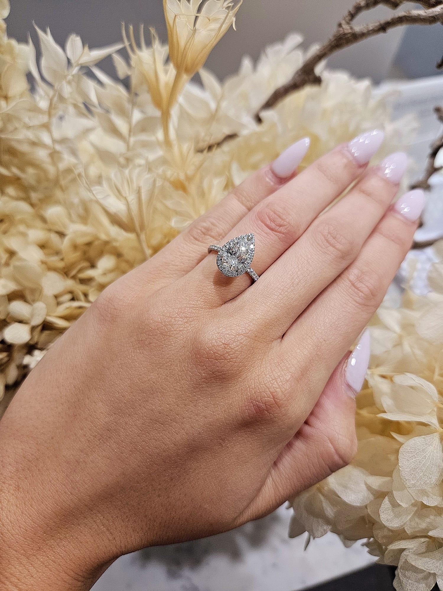 1.51ct Pear Cut Lab Grown Pissarro Design Platinum - Michael Arthur Diamonds