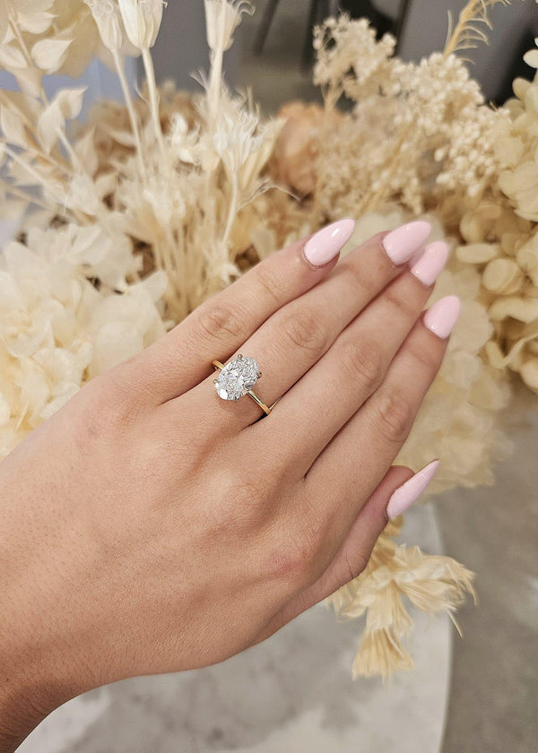 3.00ct Oval Cut Lab Grown Audrey Design Two-tone - Michael Arthur Diamonds