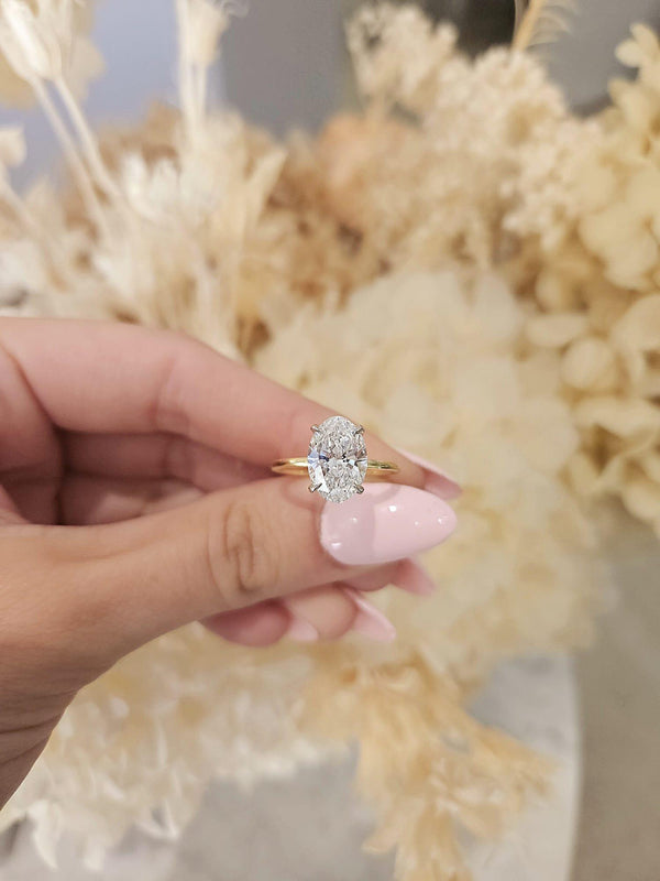 3.0ct Oval Cut Lab Grown Audrey Design Two-tone - Michael Arthur Diamonds