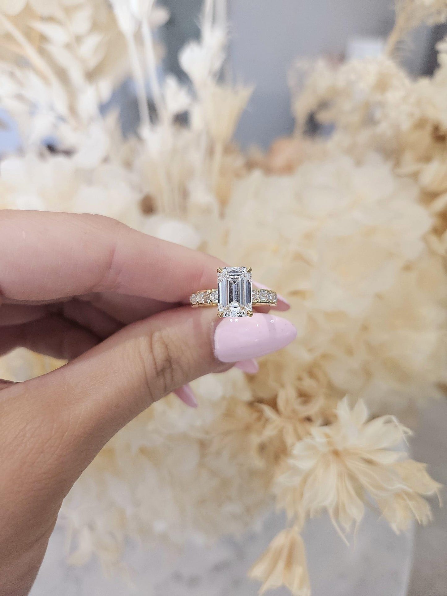 3.05ct Emerald Cut Lab Grown Custom made Bassano Design Yellow Gold - Michael Arthur Diamonds