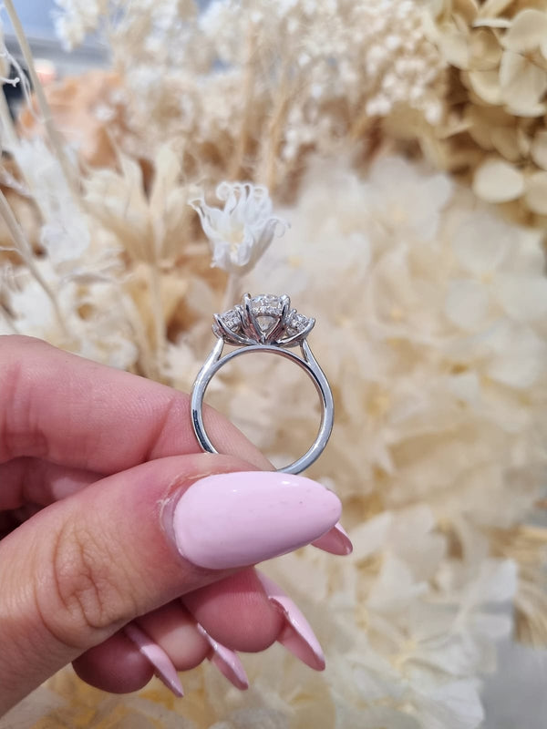 2.01ct Oval Cut Lab Grown Rosetta Design Platinum