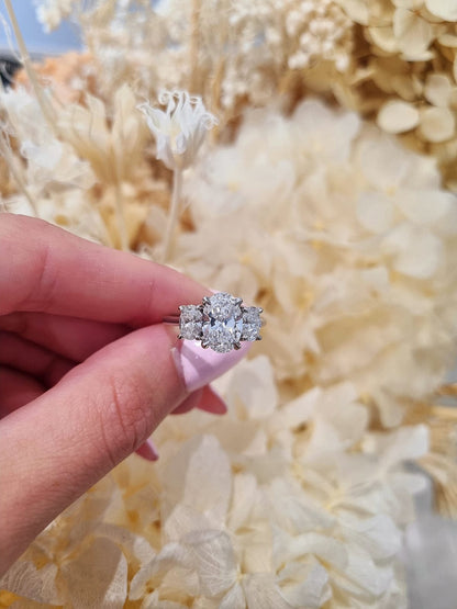 2.01ct Oval Cut Lab Grown Rosetta Design Platinum