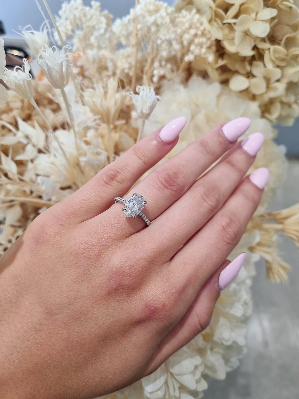 2.01ct Oval Cut Lab Grown Bassano Design Platinum - Michael Arthur Diamonds