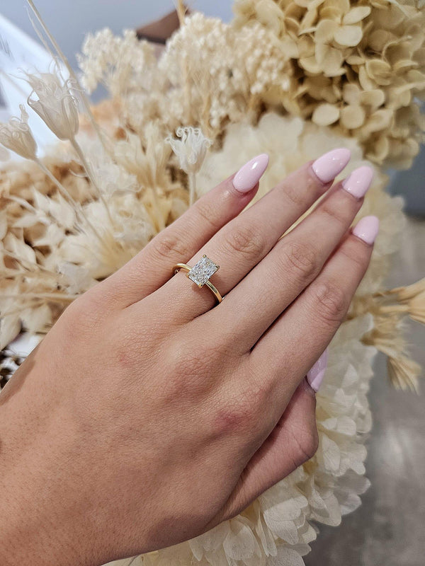 1.54ct Radiant Cut Lab Grown Audrey Design 18ct Yellow Gold - Michael Arthur Diamonds