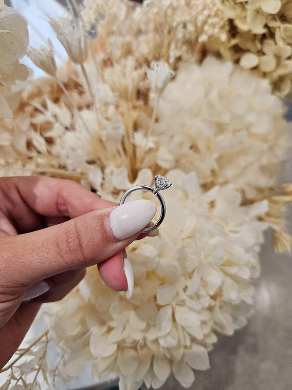 1.73ct Pear Cut Lab Grown Henri Design White Gold - Michael Arthur Diamonds