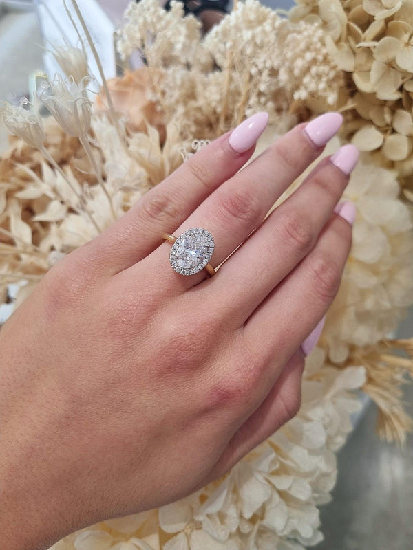 2.36ct Oval Cut Lab Grown Custom Halo Design Two-tone - Michael Arthur Diamonds