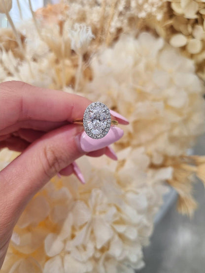 2.36ct Oval Cut Lab Grown Custom Halo Design Two-tone - Michael Arthur Diamonds