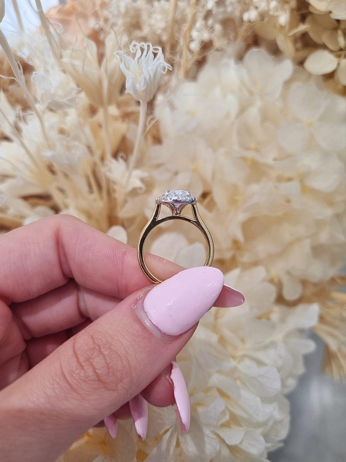 2.36ct Oval Cut Lab Grown Custom Halo Design Two-tone - Michael Arthur Diamonds